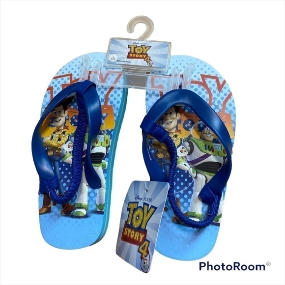 Disney Toy Story 4 Sandals NWT Flip Flops Sz 9 10 Boys Kids Toddler Shoes Buzz - Picture 1 of 4